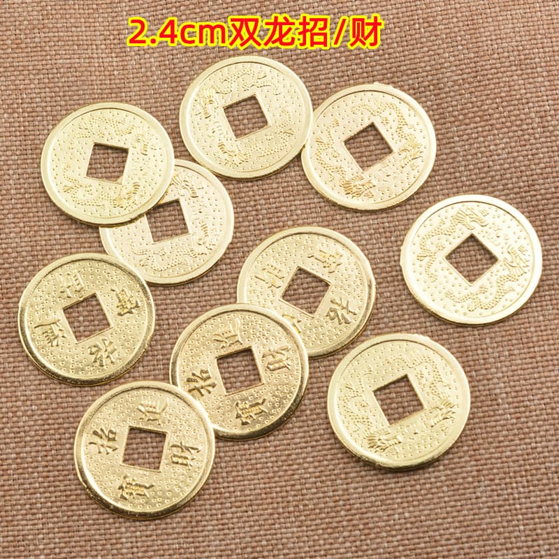 Alloy 2.4cm dragon and phoenix copper coins metal crafts, Five Emperor Coins for attracting wealth, antique coins, New Year goods Chinese knot pendants
