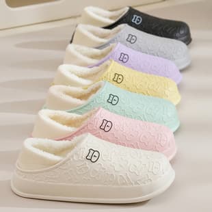 Wholesale Little Bear Home Fleece-Lined Warm Cotton Slippers for Women, Winter Casual Plush Cotton Slippers for Men