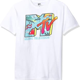 Cross-border European and American Trendy Men's Retro T-Shirt TVT Licensed Short Sleeve M Logo