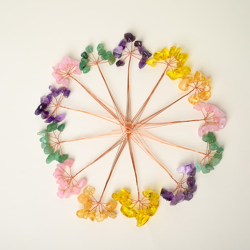 Crystal Money Tree Semi-Finished DIY Unshaped Bouquet Crushed Stone Tree Yellow Crystal Amethyst Handmade Weaving Wholesale