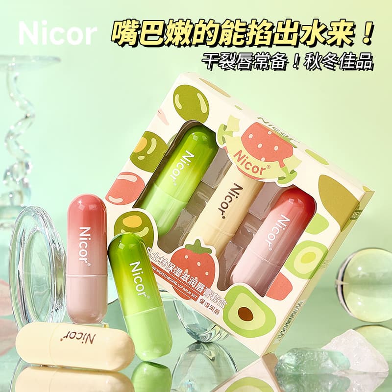 Nicor Fruit Lip Balm - Hydrating and Moisturizing Lip Care with Vaseline to Reduce Lip Lines and Prevent Chapping, Drop Shipping Available
