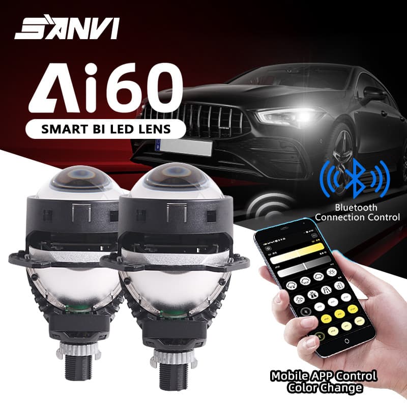 Sanvi Ai60 App Bluetooth 61W 3000K 4300K 6000K Lossless Led Bifocal Lens Headlight