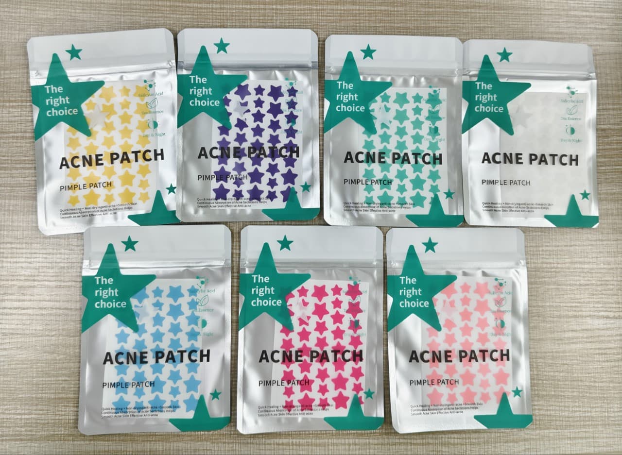 Scar-Removing Star Acne Patches, Hydrocolloid Cross-Border Colorful Star Oil-Absorbing Concealer Patches for Pus Extraction