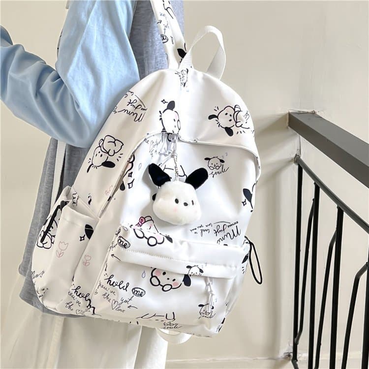 Fashionable Floral Print Women's Backpack Trendy Graffiti Casual Double-Shoulder Bag for High School College Students Nylon Material Fresh Sweet Style
