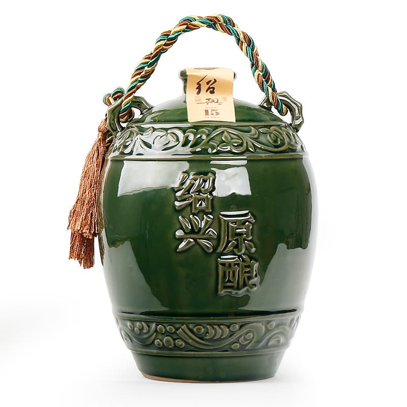 Shaoxing Produced Yellow Wine, Fifteen-Year Aged Huadiao Wine, Semi-Sweet Glutinous Rice Wine, 1.5L Handheld Ceramic Jar