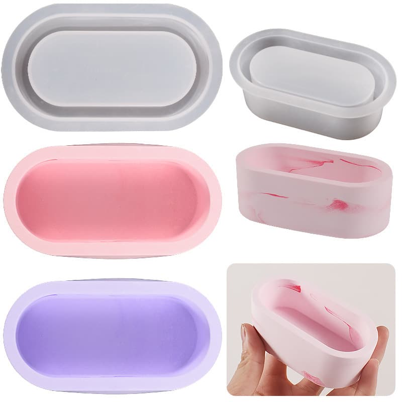Crystal Glue Rectangular Flower Pot Mold Oval Small Rectangular Storage Box Succulent Flower Pot Gypsum Cement Silicone Mold