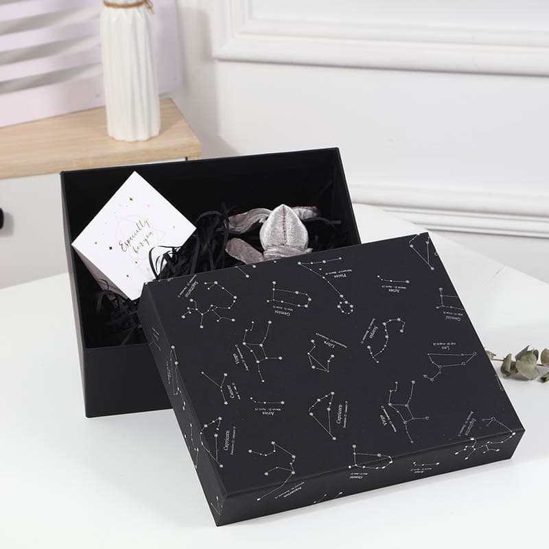 Black Bow Ribbon Gift Box in Stock Creative Exquisite Hot Stamping Zodiac Constellation Lid and Base Gift Box for Birthday Present