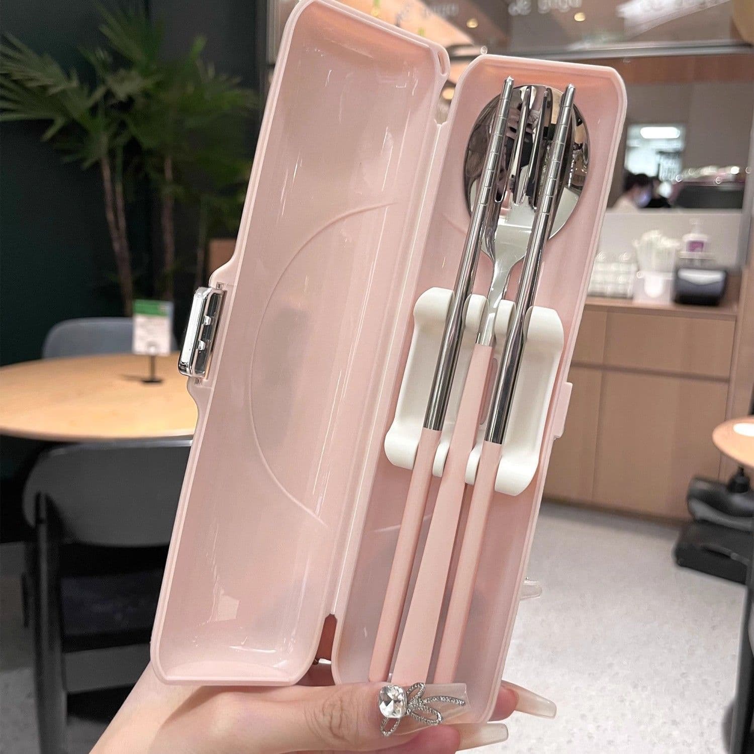 304 stainless steel portable tableware box, high aesthetic for office workers and students, chopsticks and spoon tableware set