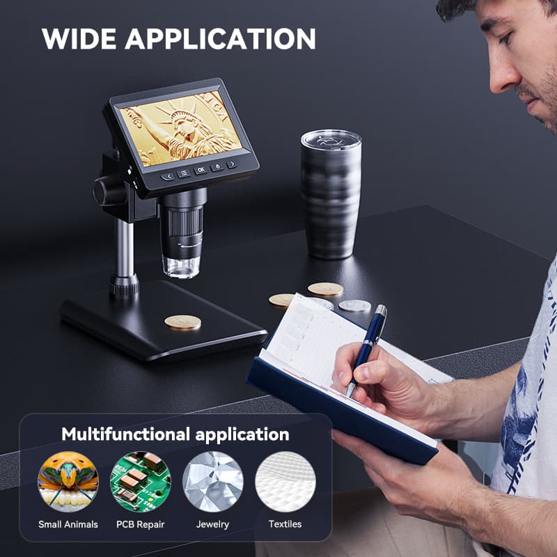 4.3-inch Screen HD 2MP Microscope 1000x Digital Microscope for Kids Phone Repair Industrial Microscope