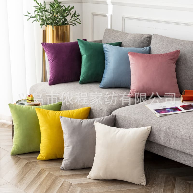 Pillow Solid Color Flannel Cushion Velvet Pillowcase Office Waist Support Cushion Cushion Customized Light Luxury Home