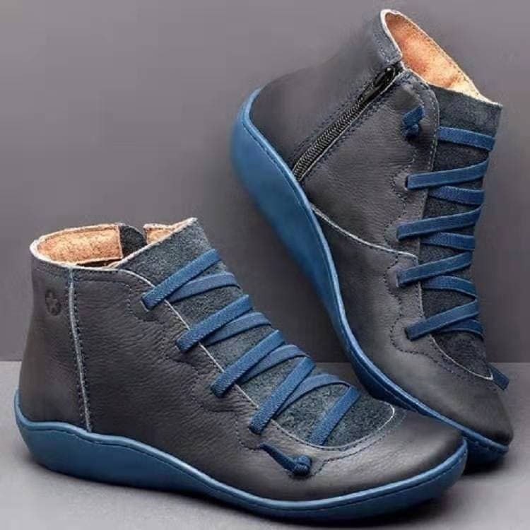 Women's Shoes Autumn New Style European American High Waist Side Zipper Round Toe Short Boots