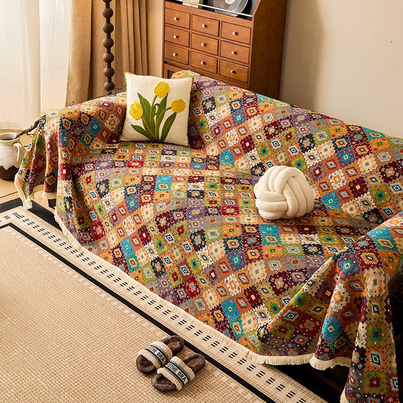 American Style Sofa Cover Cloth One-Piece Flax Cotton Sofa Lid Blanket Cat Scratch Proof Four Seasons Universal Sofa Sheet