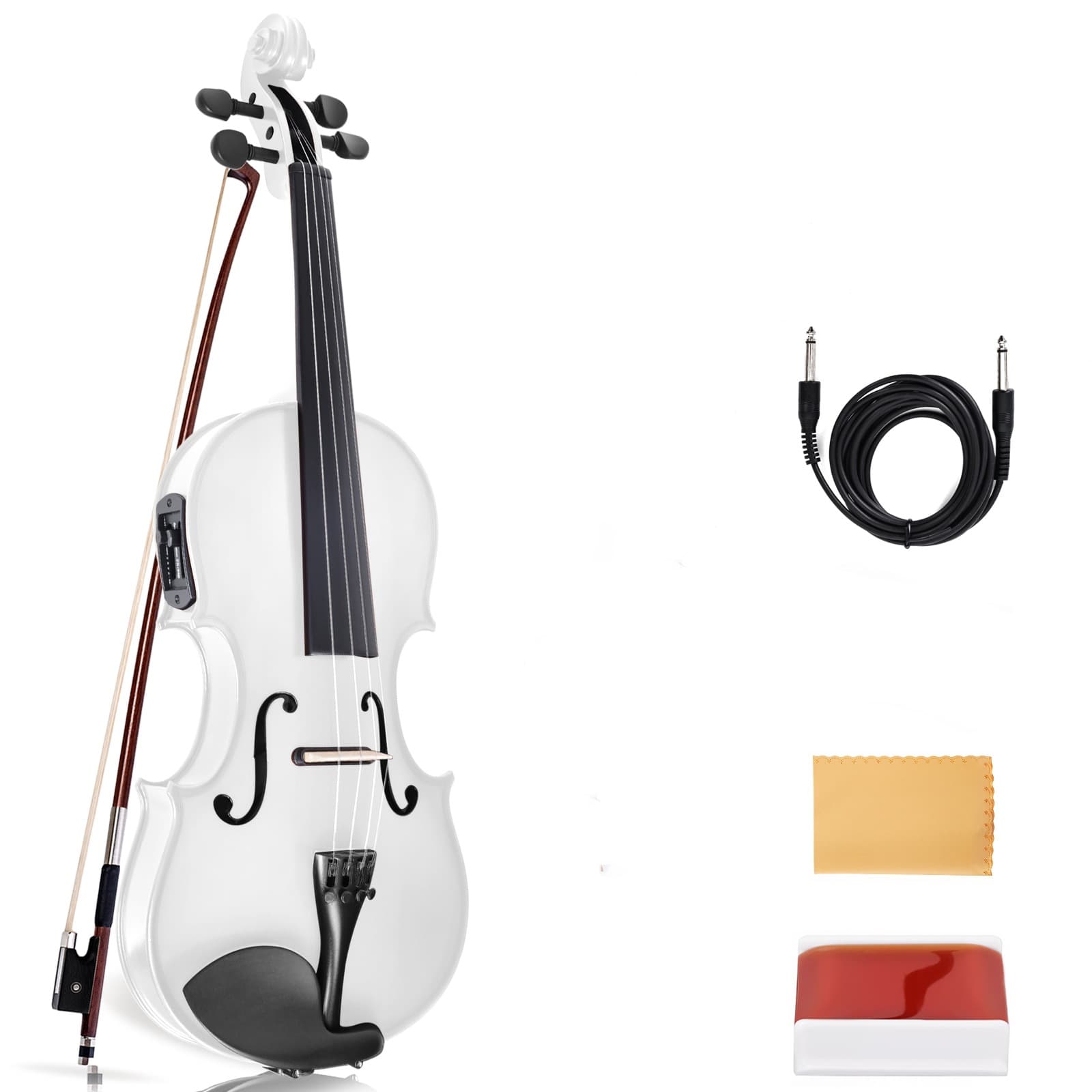Handmade Electric Violin White Acoustic Electric Violin Instrument 4/4 Fiddler
