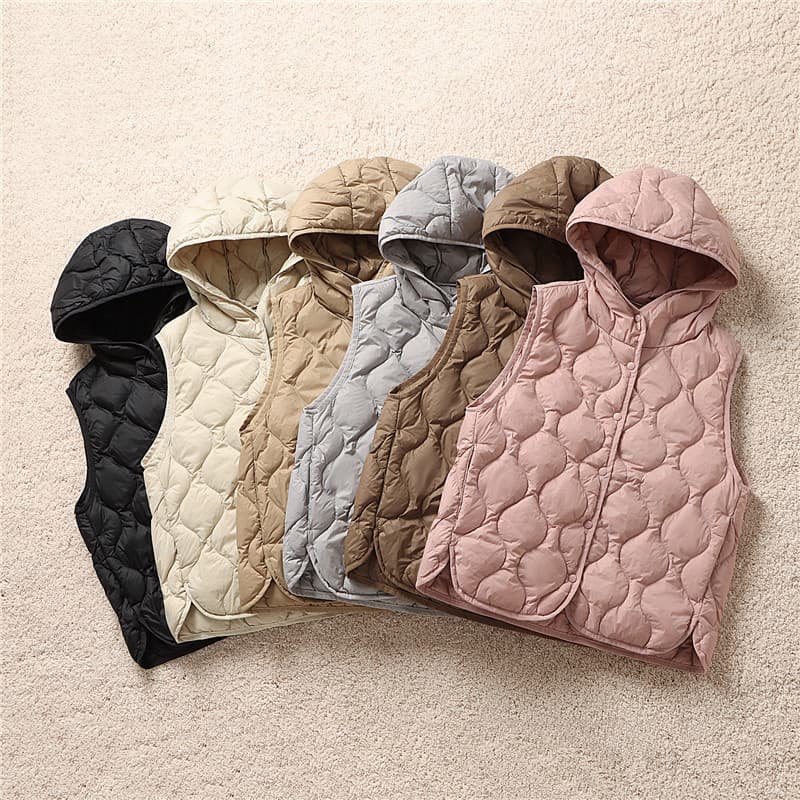 2025 Autumn/Winter New Lightweight Hooded Casual Short Down Vest Vest Base Layer Inner Wear Shoulder Cape Warm Outerwear