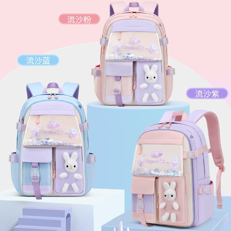 Wholesale Macaron Color Large Capacity Water-Resistant Multi-Pocket Children's Backpack for Girls