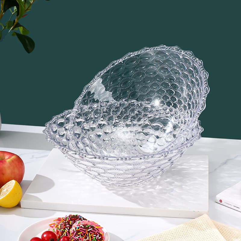 Simple Kitchen Plastic Salad Bowl, Flake Pattern Salad Bowl, Hammered Pattern Large Salad Bowl, Factory Wholesale