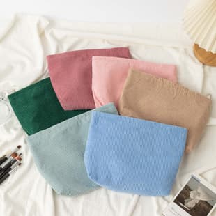 Corduroy Large-Capacity Canvas Bag, Korean Style Women's Storage Pouch for Lotion and Brushes, Portable Makeup and Toiletry Bag