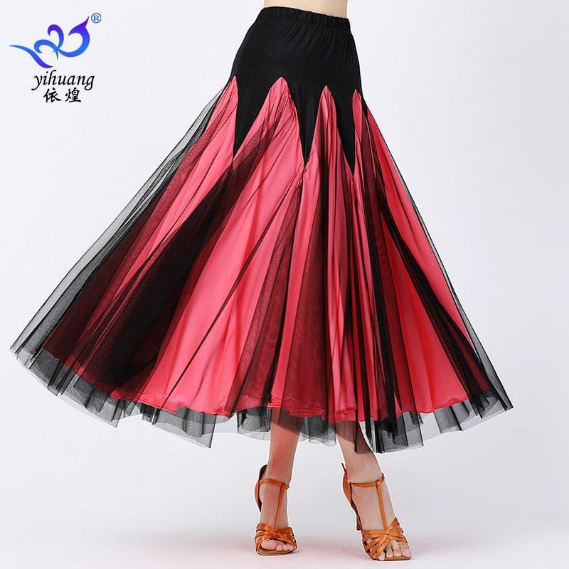 Ballroom Dance Practice Skirt, Modern Dance Skirt, Stage Performance Dress, Square Dance Performance Dress, Full Skirt, Mesh Long Skirt