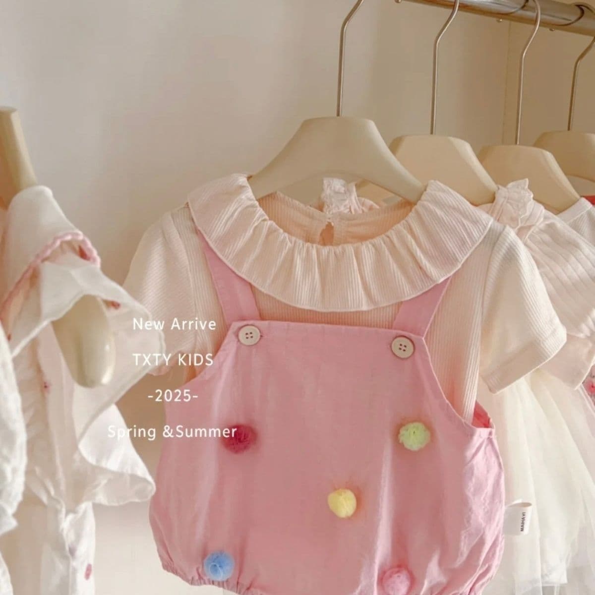 Girls 2025 New Overalls Korean Style Short Sleeve Top Baby Girl Two-Piece Set Children's Stylish Outfit Kids Clothing Cotton