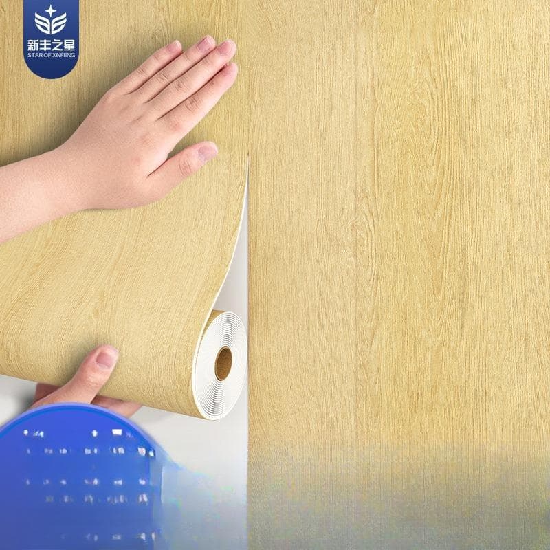 Thickened wood grain self-adhesive wallpaper, waterproof and moisture-proof, furniture renovation veneer, Boeing soft film background wall sticker