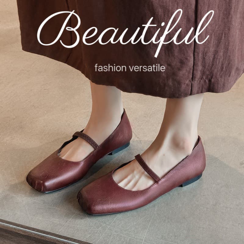 Mary Jane women's shoes 2026 spring new style with skirt French low-heeled small leather shoes flat single shoes cowhide evening shoes