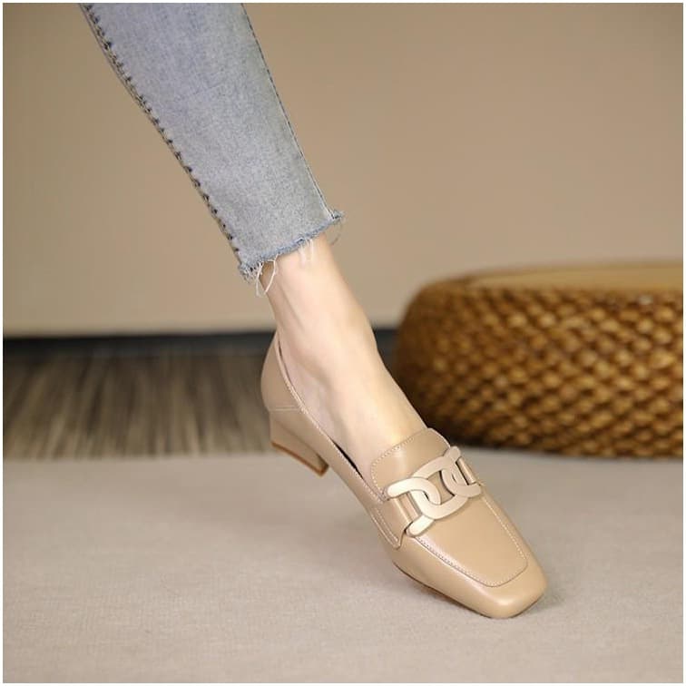 Women's Loafers British Style 2022 Spring Autumn New Chunky Heel Slip-on Shoes Mid Heel