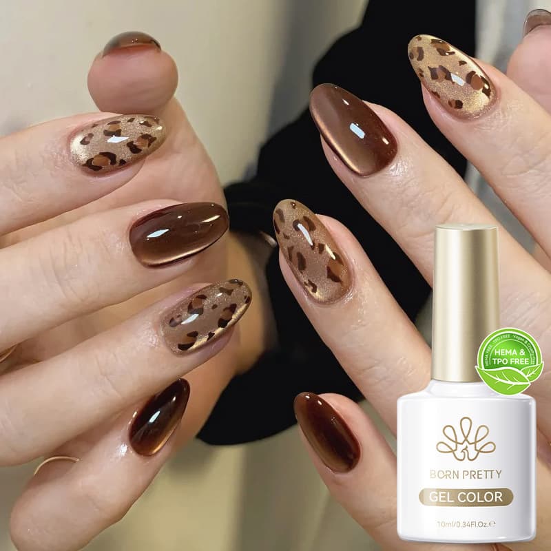 BORN PRETTY's popular fall and winter nail art cat eye gel Maillard Brown Amber Latte versatile magnetic nail polish