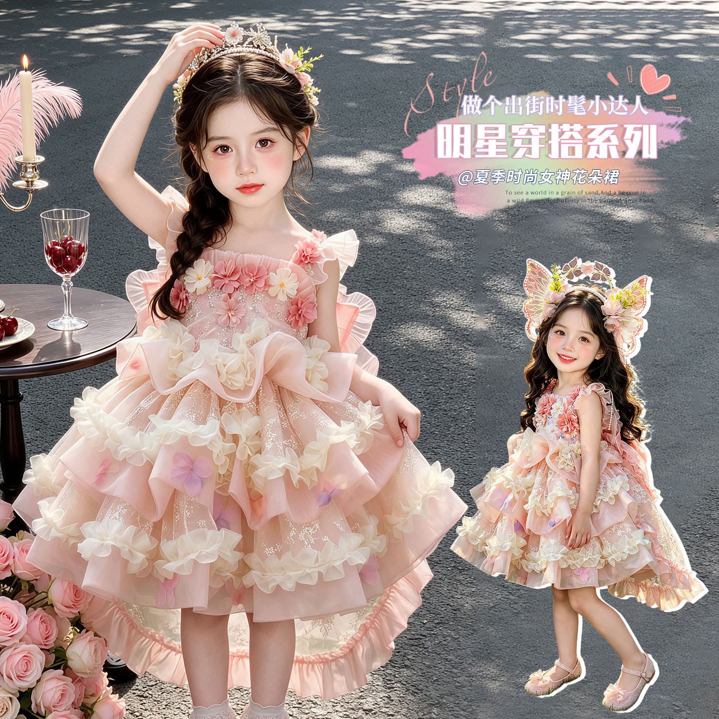Girls Summer Lolita Princess Dress Children Sweet Cake Skirt 2026 New Baby Girl Summer Dress