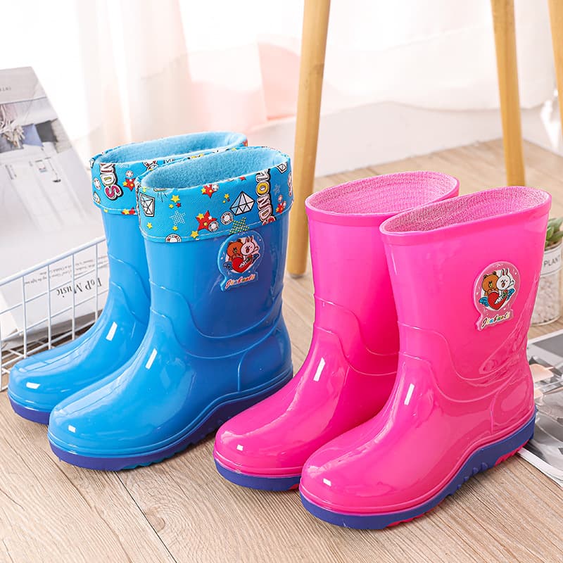 Children's Rain Boots for Ages 2-15, Boys and Girls, Cartoon Pattern, Fleece-Lined, Non-Slip Rubber Snow Boots