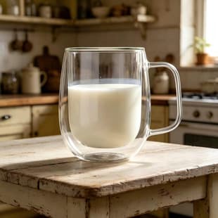 Cross-border Supply High Borosilicate Double-Wall Insulated Glass Coffee Cup Heat-Resistant Transparent Glass Milk Mug