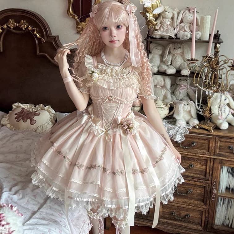 Misty Champagne" Zhijinyuan Lolita dress summer new style age-reducing slimming lo dress
