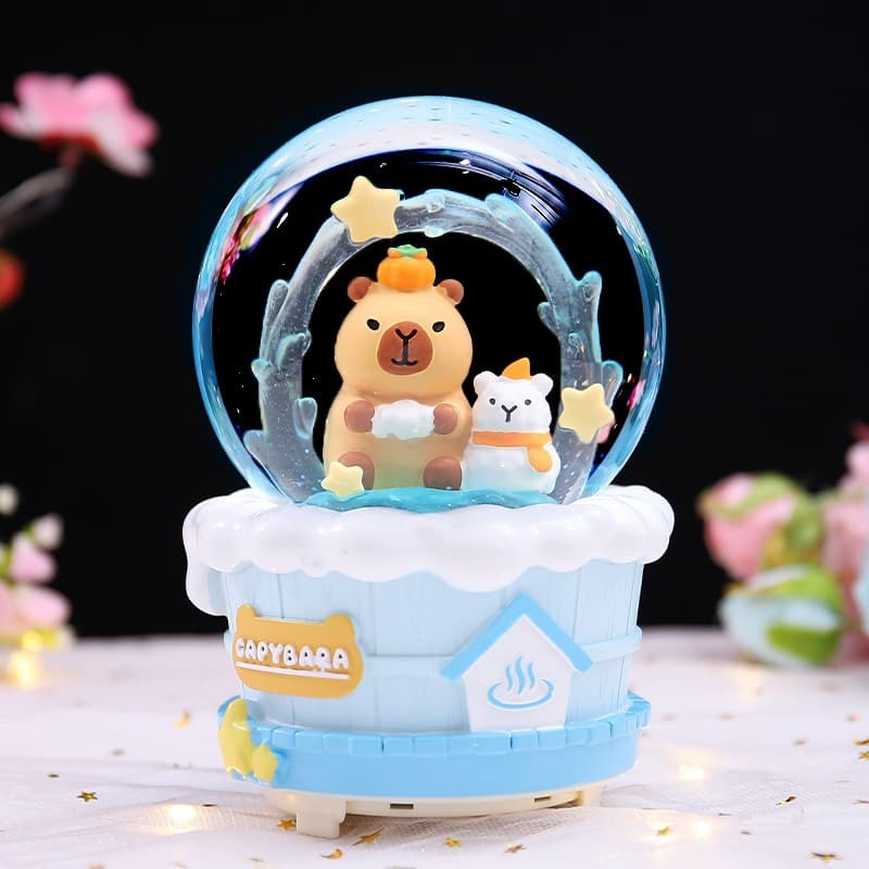 New Hot Selling Capybara Hot Spring Journey Internal Rotation Snowflake Music Box Ornament Student Holiday Surprise Gift Wholesale