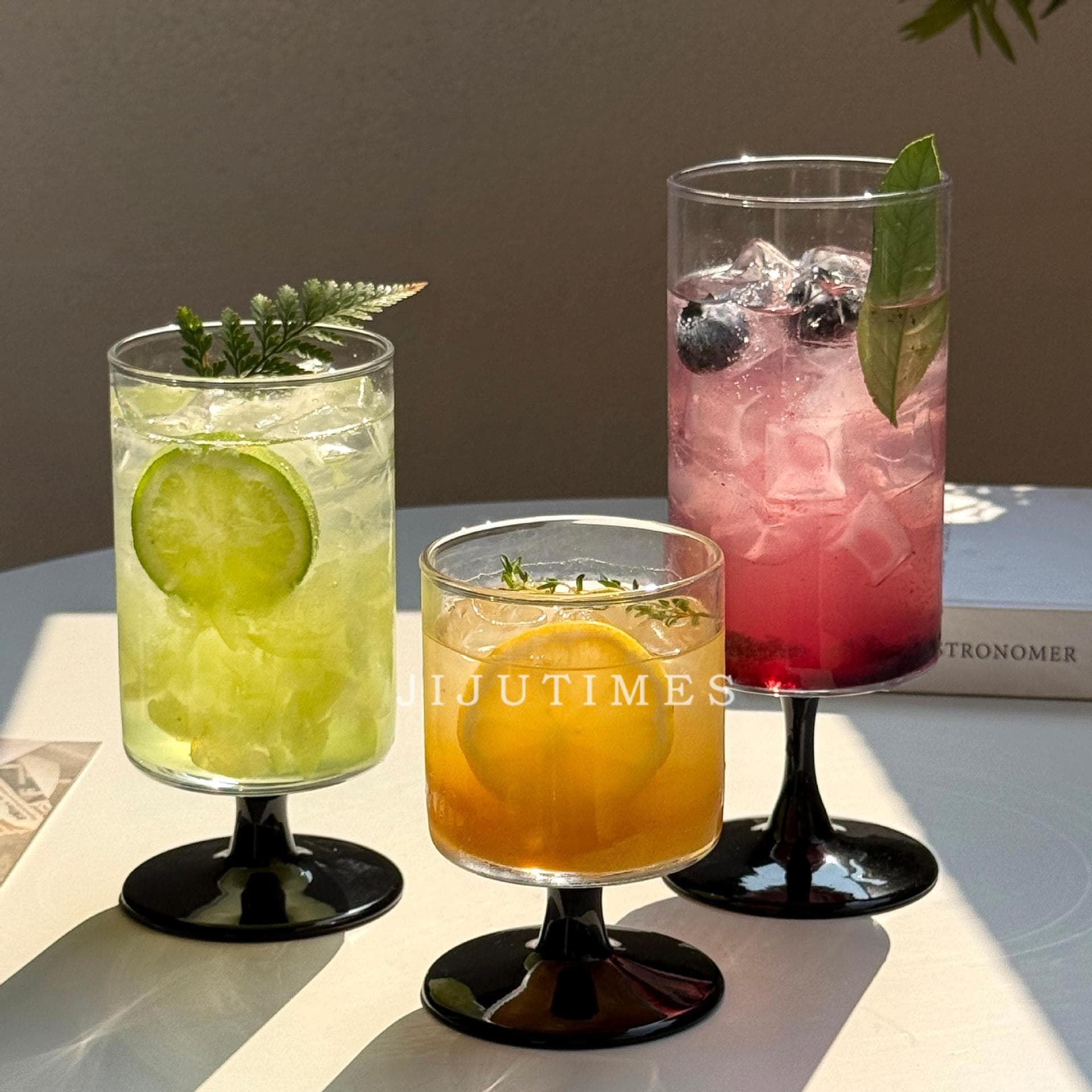 Juice Cup Stemmed Glass Ins Style High Appearance Glass Cup Tea Cup Soda Drink Bubble Water Cup Cocktail Glass