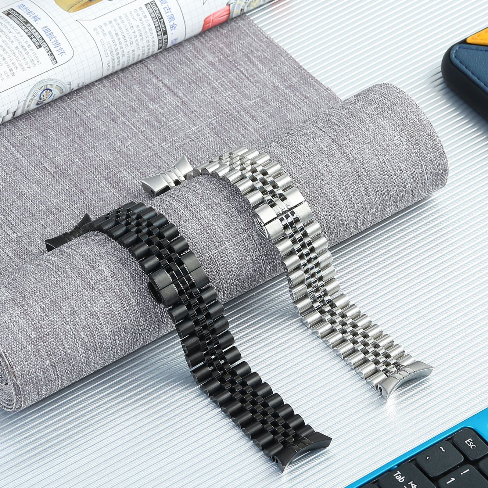 Compatible with Samsung Galaxy Watch 4 5 6 Smartwatch Band New Five-Link Metal Stainless Steel Band Wholesale