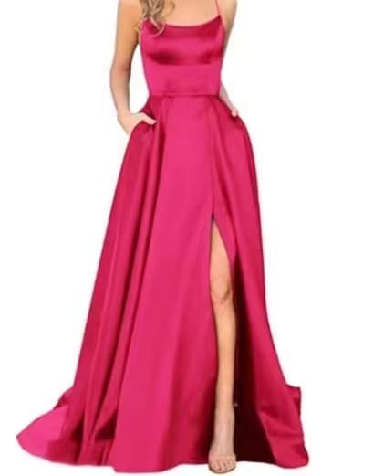 2023 Amazon EU/US Cross-Brand New Bridesmaid Dress Long Gown with Small Train, Strapless Solid Color Banquet Evening Gown