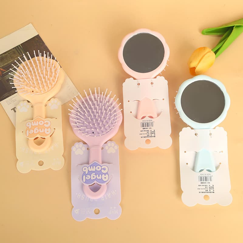 Cushion Comb with Mirror Portable Cute Small Cushion Comb Scalp Massage Smooth Hair Comb Air Cushion Comb