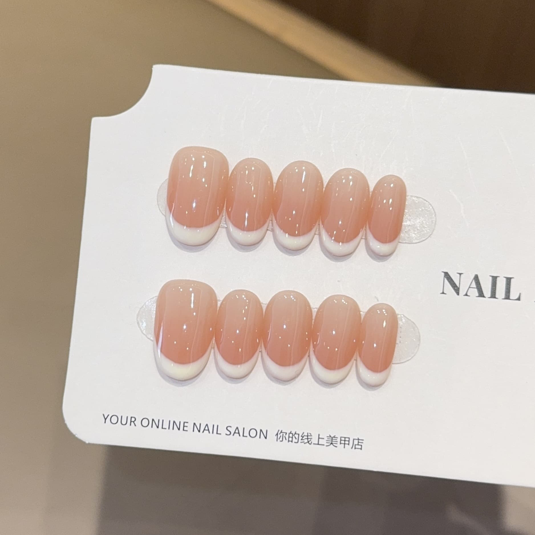 Qianfan [Peach Milk Method] Dopamine French Style Pure Handmade Wearable Nails Premium Press-On Fake Nails