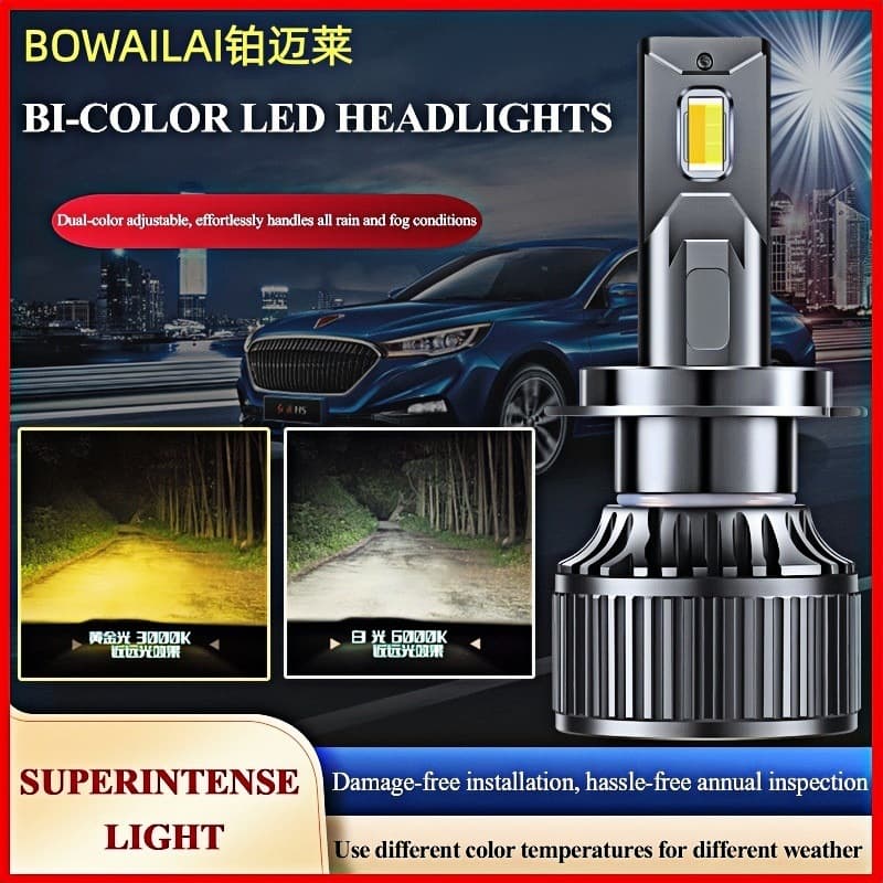 Amazon's New Dual-Color Car LED Headlight Fog Light Bulb H7 H4 High and Low Beam H11 Car Light 9005 Headlight H3