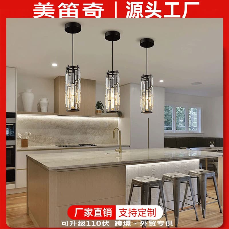 LED Single-Head Industrial Crystal Restaurant Pendant Light, Simple Corridor Bedroom Entryway Bar Balcony Small Pendant Light