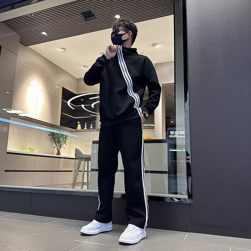 Casual suit men's autumn new loose plus size trendy sweatshirt and sweatpants sports and leisure two-piece set