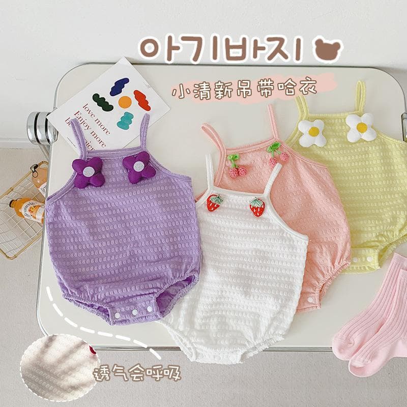 Baby Bodysuit Summer Stylish Sleeveless Snap Crotch Romper 3-6-9 Months Girls One-Piece Crawling Suit