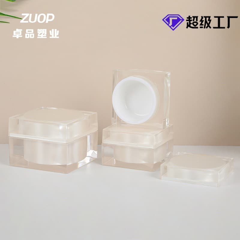 Factory Direct Stock Square Cream Jar Acrylic Skincare Packaging Face Cream Jar Eye Cream Jar Skincare Bottle