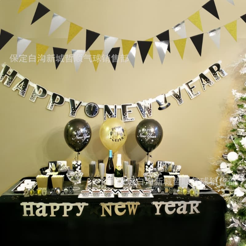 Cross-border Happy Birthday Banner for Kids Baby Birthday Party Decoration English Gold Foil Fish Tail Flag Party Bunting