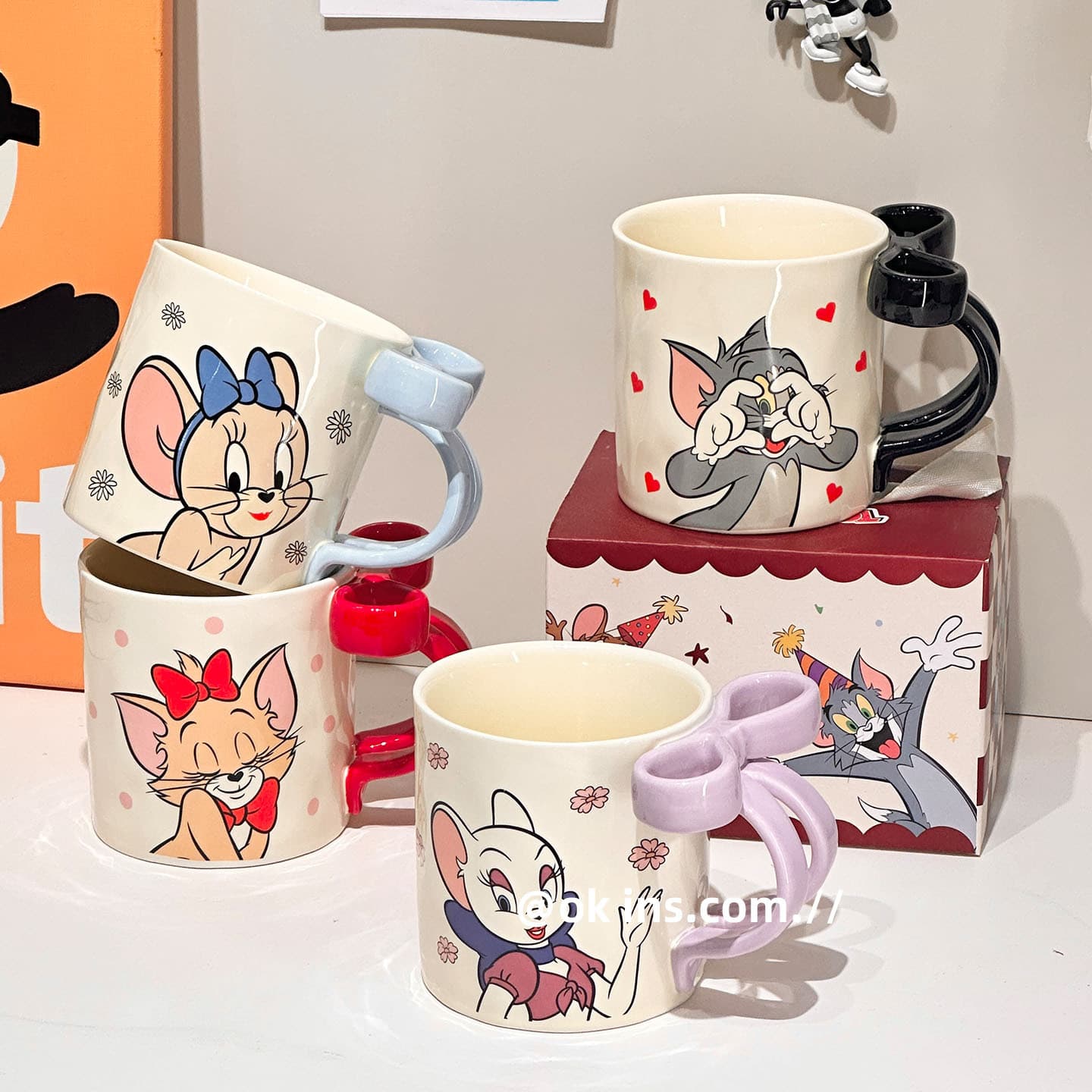 Tom and Jerry Ring Handle Mug Ceramic Fruit Shaped Water Cup Home Drinking Water Office High-Looking Cup