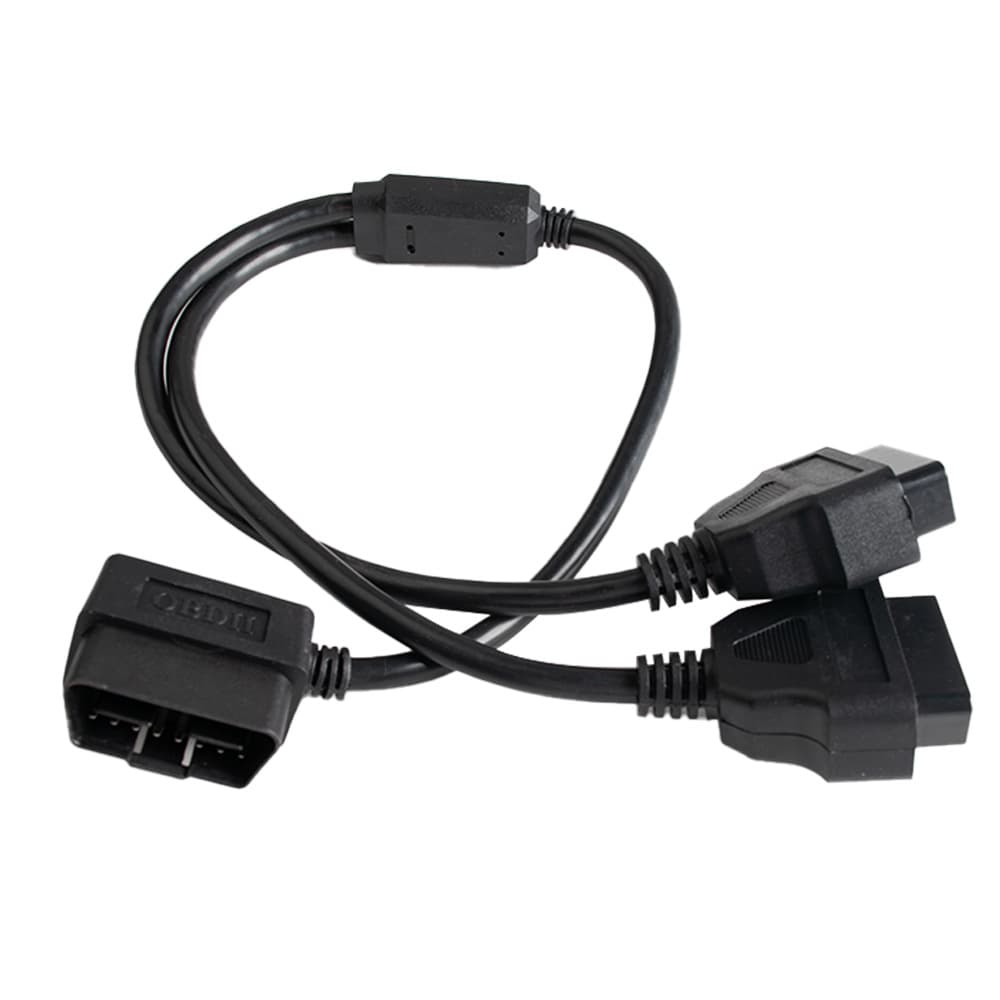 L-Shape OBD2 Y-Splitter Extension Cable 90-Degree Angled 1-to-2 Connector 16-Pin Female OBD Interface Wire