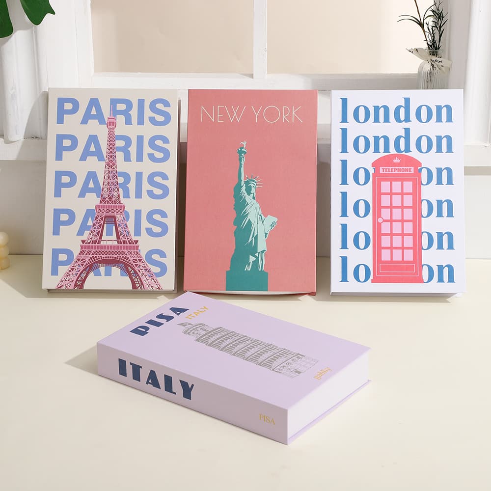 Minimalist Famous City Fake Book Decorative Book Shelf Ornament Simulation Book Folding Coffee Table Book Model