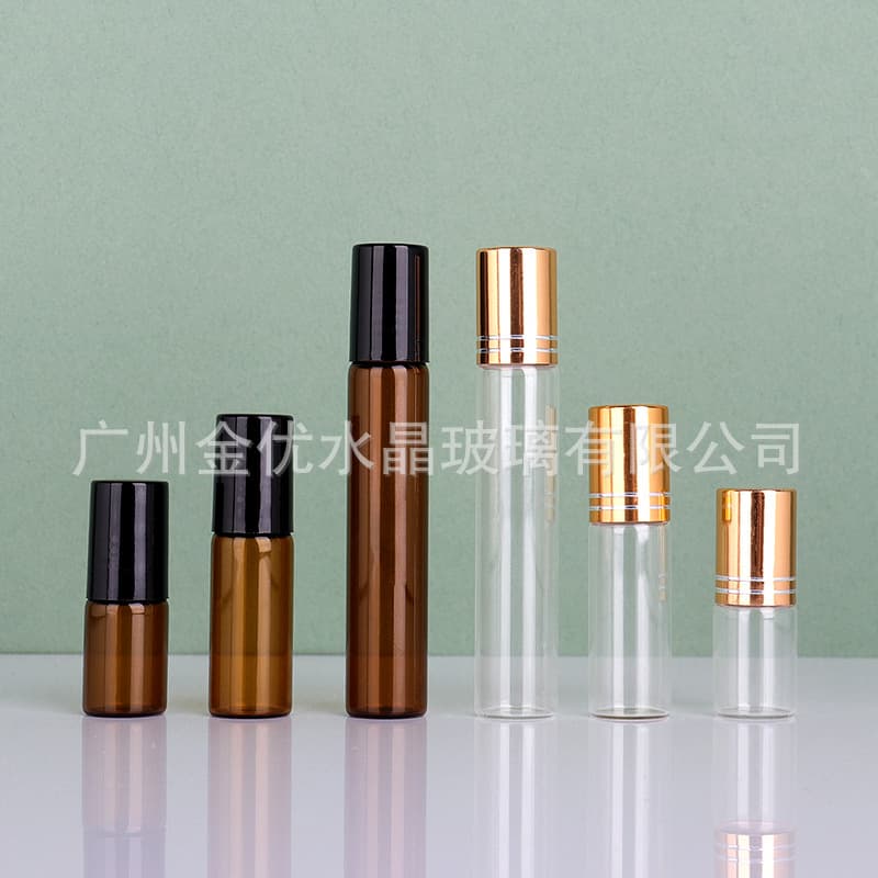 In Stock 3ml Amber Frosted Roller Bottle, Essential Oil Glass Bottle, 5ml Brown Massage Roll-On Refill Bottle, 10ml