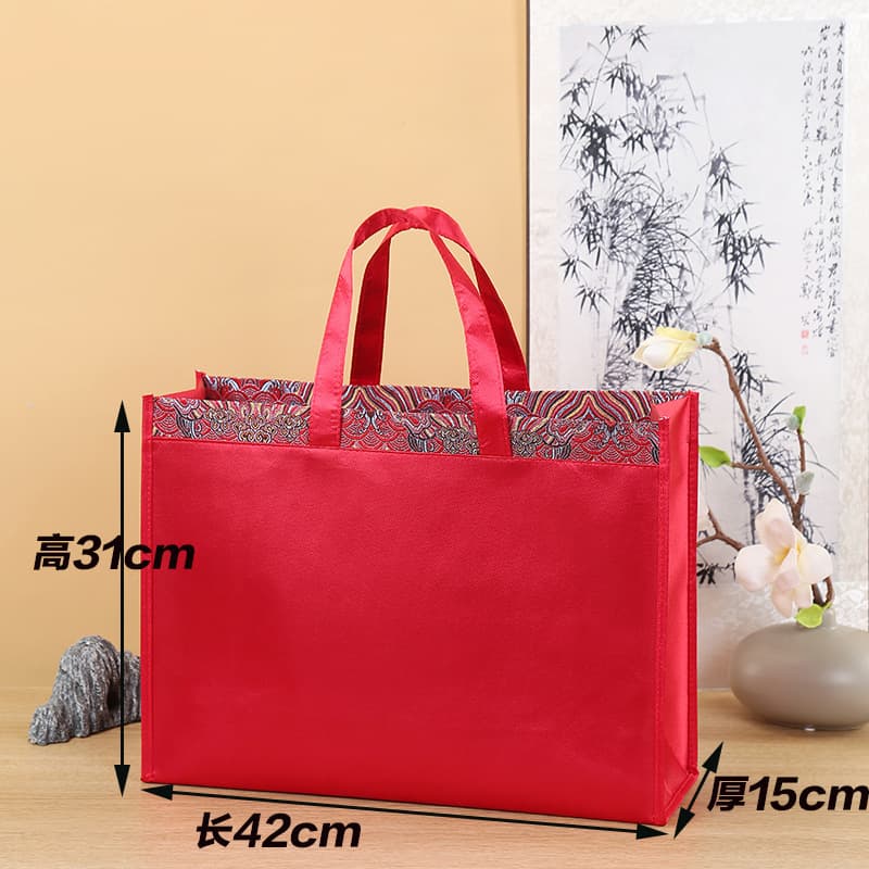 High-end Chinese red satin silk universal tote bag, clothing bag, tea cake/loose tea storage, business gift bag