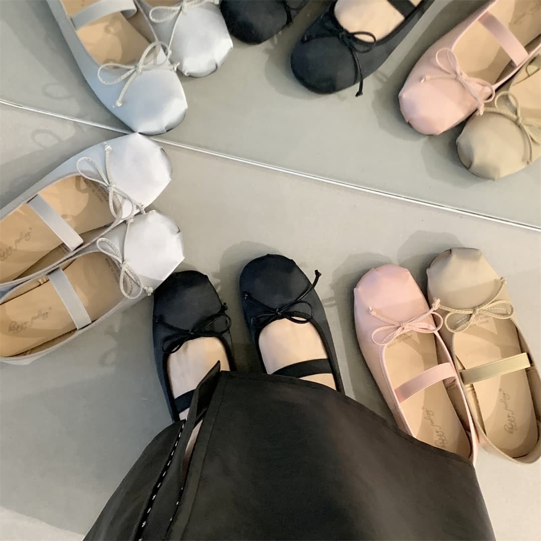 French Grandma Shoes Mary Jane Shoes Women's Flats Evening Breeze Bow Ballet Flats Autumn Winter