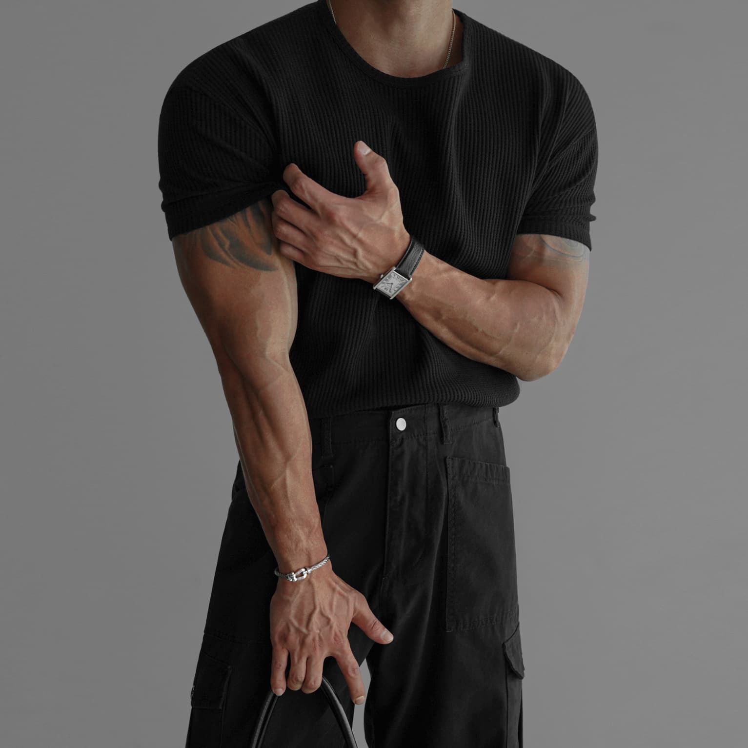 MYQ Lao Qian Feng Hua Vintage Short Sleeve T-Shirt for Men Summer Slim Fit Round Neck Tee Korean Commuter Style Versatile Top